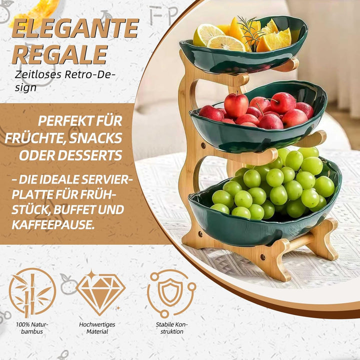 Tortenständer, mehrstöckige Obstschale, Küchenkorb, dekorative Schale für die Arbeitsplatte, dreistö