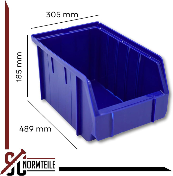 SC-Normteile Sichtbox 8 Stück Grösse 1 (489 x 304 x 185 mm) Blau – PP Kunststoff, stapelbar – Stapel