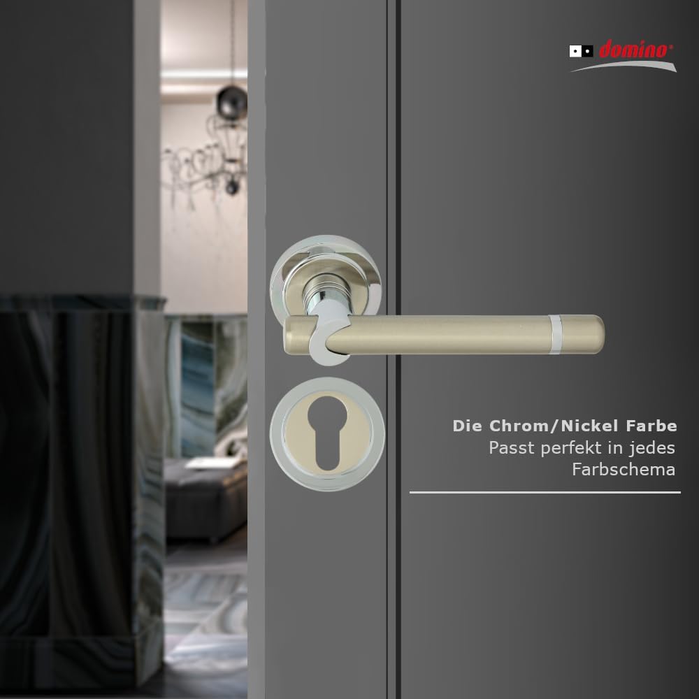 domino Türgriff DELPHI-R M6/M9 PZ-Profilzylinder Drückergarnitur für Zimmertüren Türdrücker-Set Rose