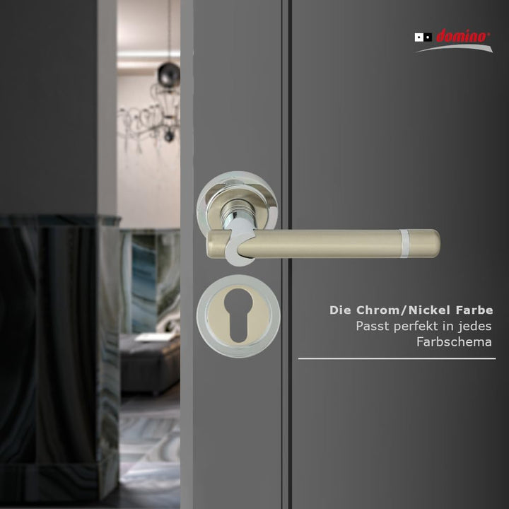 domino Türgriff DELPHI-R M6/M9 PZ-Profilzylinder Drückergarnitur für Zimmertüren Türdrücker-Set Rose