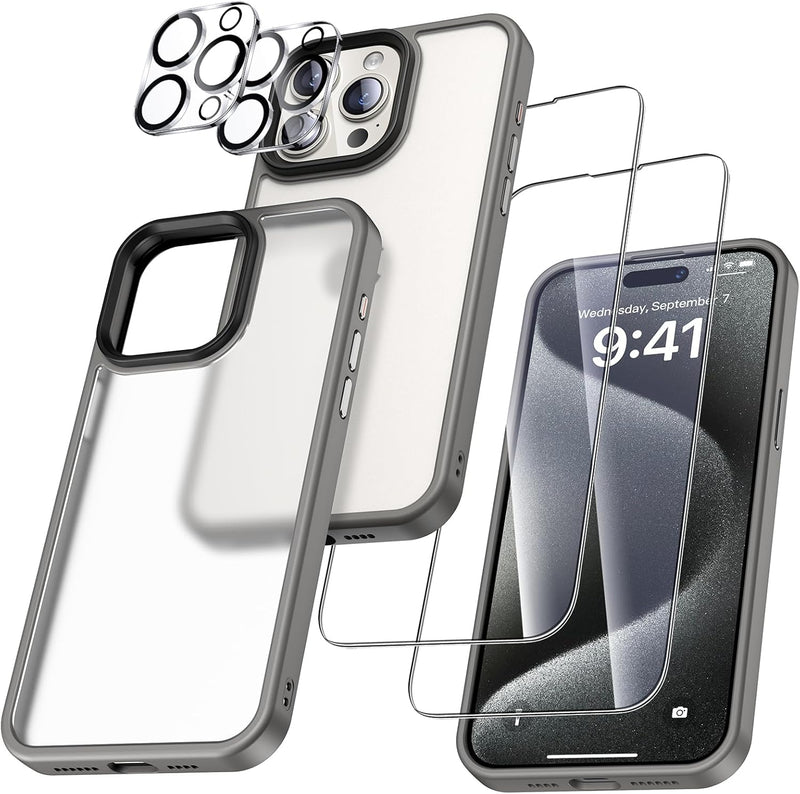 UniqueMe für iPhone 15 Pro Max Hülle, 5-in-1-Set Handyhülle für iPhone 15 Pro Max Case Rundumschutz