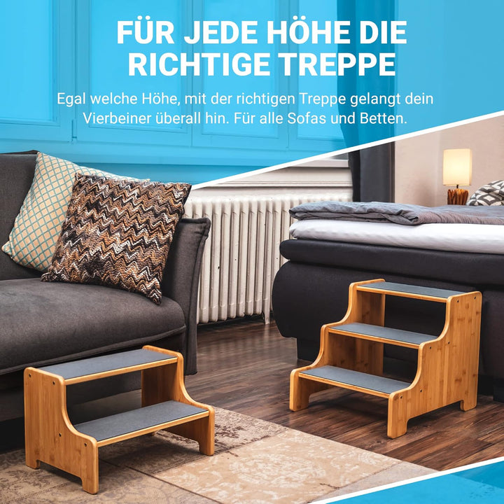 AMAZINGs Hundetreppe für kleine, mittlere und schwere Hunde, Katzen. 3 Stufen | Haustiertreppe, Jung