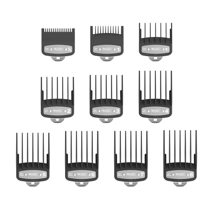 Wahl Premium-Schneidsätze mit Polybeutel - Premium-Aufsatzkämme-Set, 1,5 mm bis 25 mm - passend für