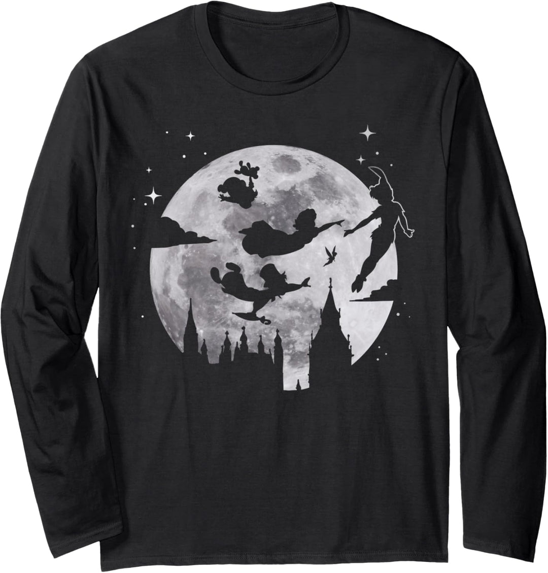 Disney Peter Pan Flying By The Moon Silhouette Langarmshirt