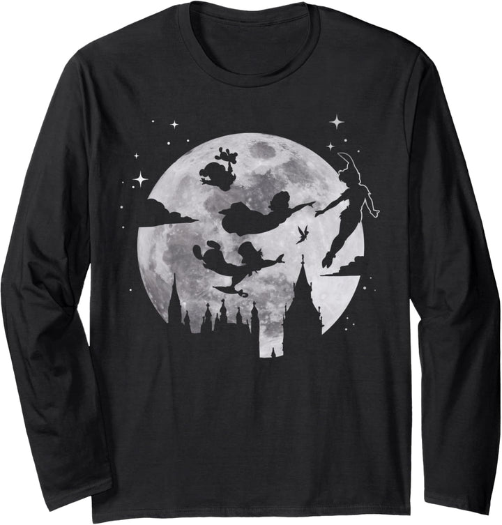 Disney Peter Pan Flying By The Moon Silhouette Langarmshirt