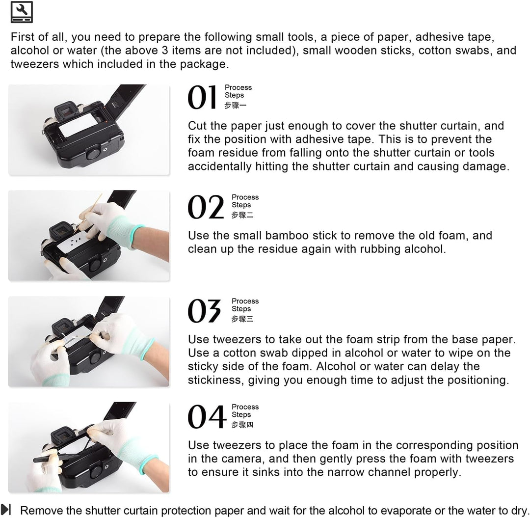 eTone Light Leak Proof Sponge High Density Foam Film Camera Replacement Light Seal Foam with Tongs f