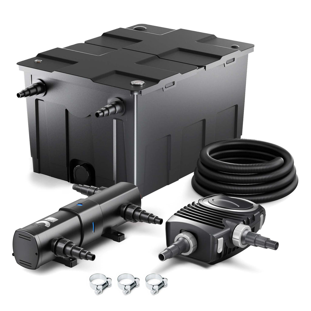 Wiltec Komplettset: CBF-550 Teichfilter bis 60000 L Teichfilteranlage Durchlauffilter, NEO10000 Teic