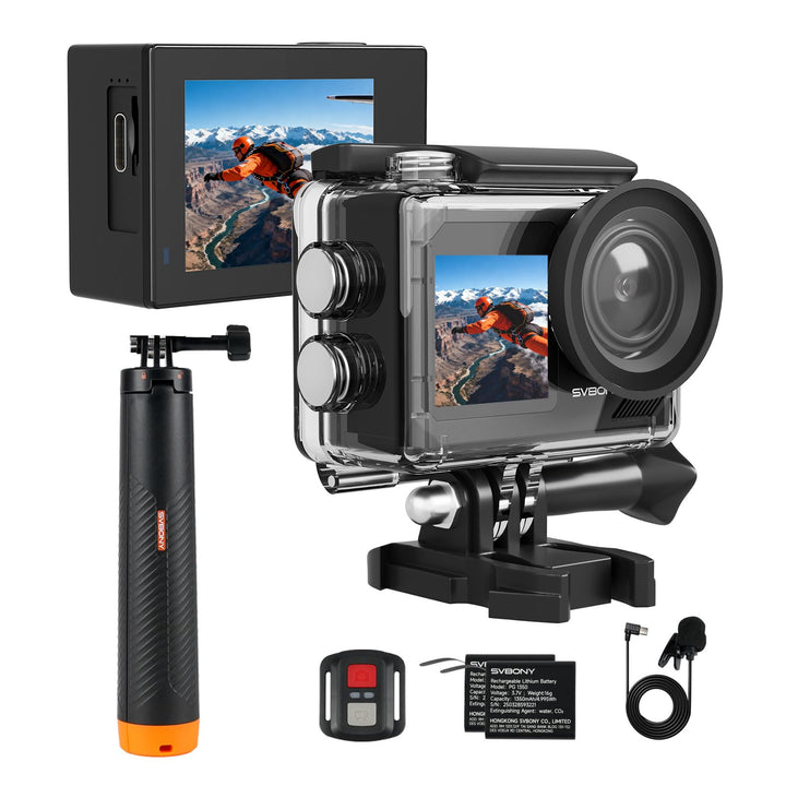SVBONY SVGo2 4K Unterwasserkamera, Touchscreen 50 MP Action Kamera, Zwei Bildschirme, wasserdichte 3