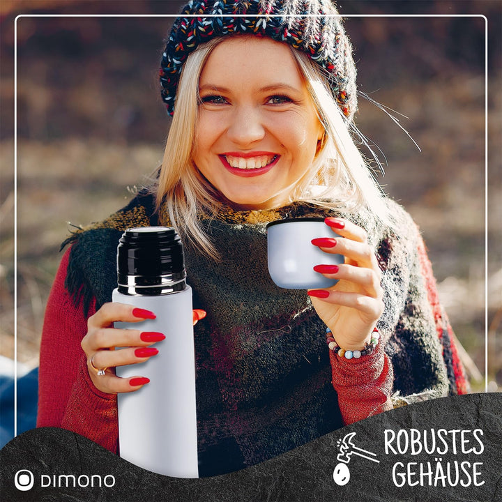 Edelstahl Thermosflasche mit Becher & Bürste; Thermoskanne Doppelwandige Isolierkanne; Auslaufsicher