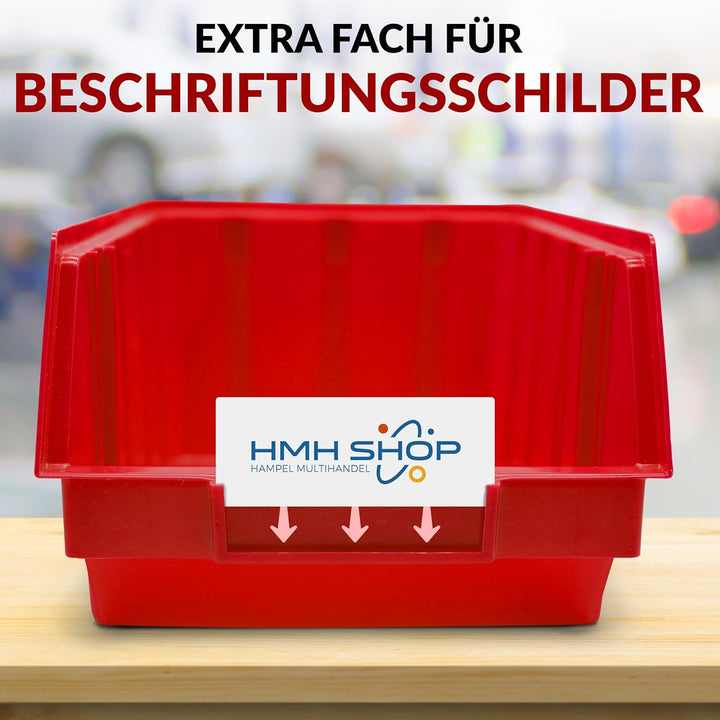 HMH 5x Stapelboxen Rot Grösse 4 Werkstatt Garage Keller Sichtlagerboxen 340x222x157mm Lagerboxen rot