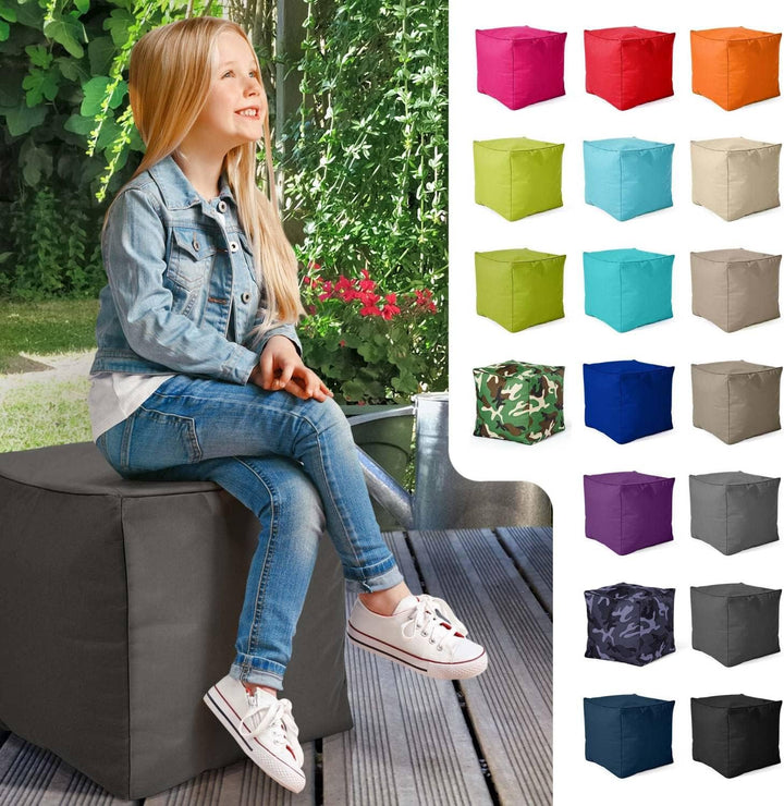 Green Bean© Sitzsack-Hocker 40x40x40cm mit EPS-Perlen Füllung - Fusshocker Fusskissen Sitz-Pouf für