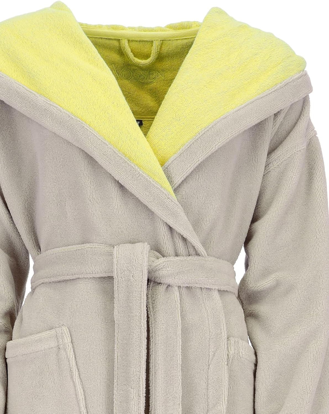 Vossen Damen Bademantel Palermo, Einfarbig M Stone/Electric Yellow - 0006, M Stone/Electric Yellow -
