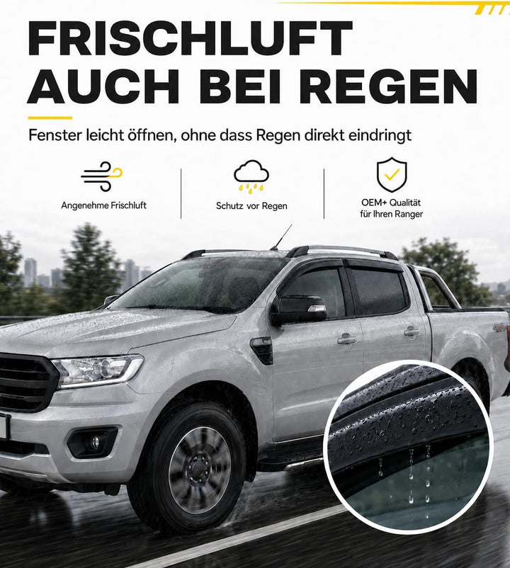 Windabweiser für Ford Ranger T6/T7/T8 Doppelkabine 2012-2022, Regenabweiser für Seitenscheiben Fenst