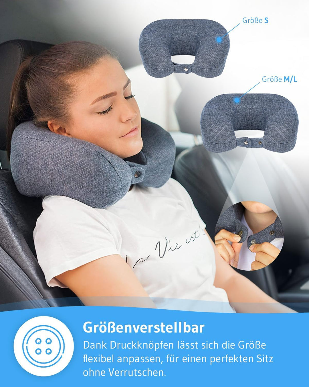 Nackenkissen ANDAR Quick-Dry | Ergonomisches Reise-Kissen mit schnell trocknendem Bezug & Memory-Foa