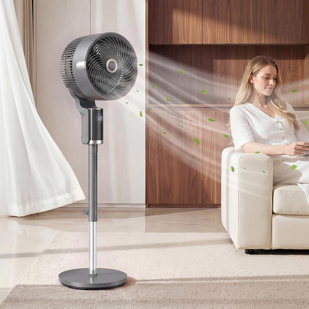 HOMCOM Standventilator Luftzirkulator Lüfter mit 8 Geschwindigkeitsstufen, LED-Display, Fernbedienun