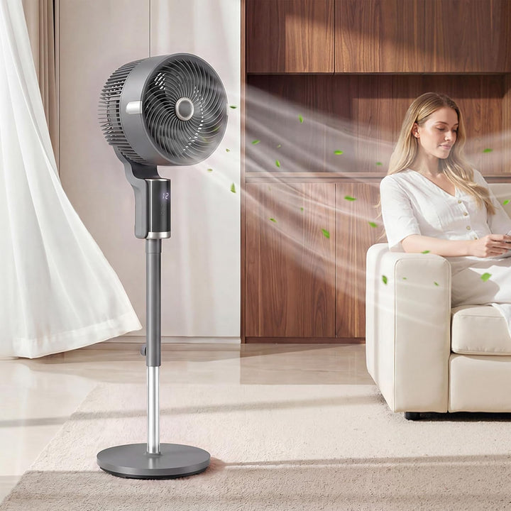 HOMCOM Standventilator Luftzirkulator Lüfter mit 8 Geschwindigkeitsstufen, LED-Display, Fernbedienun