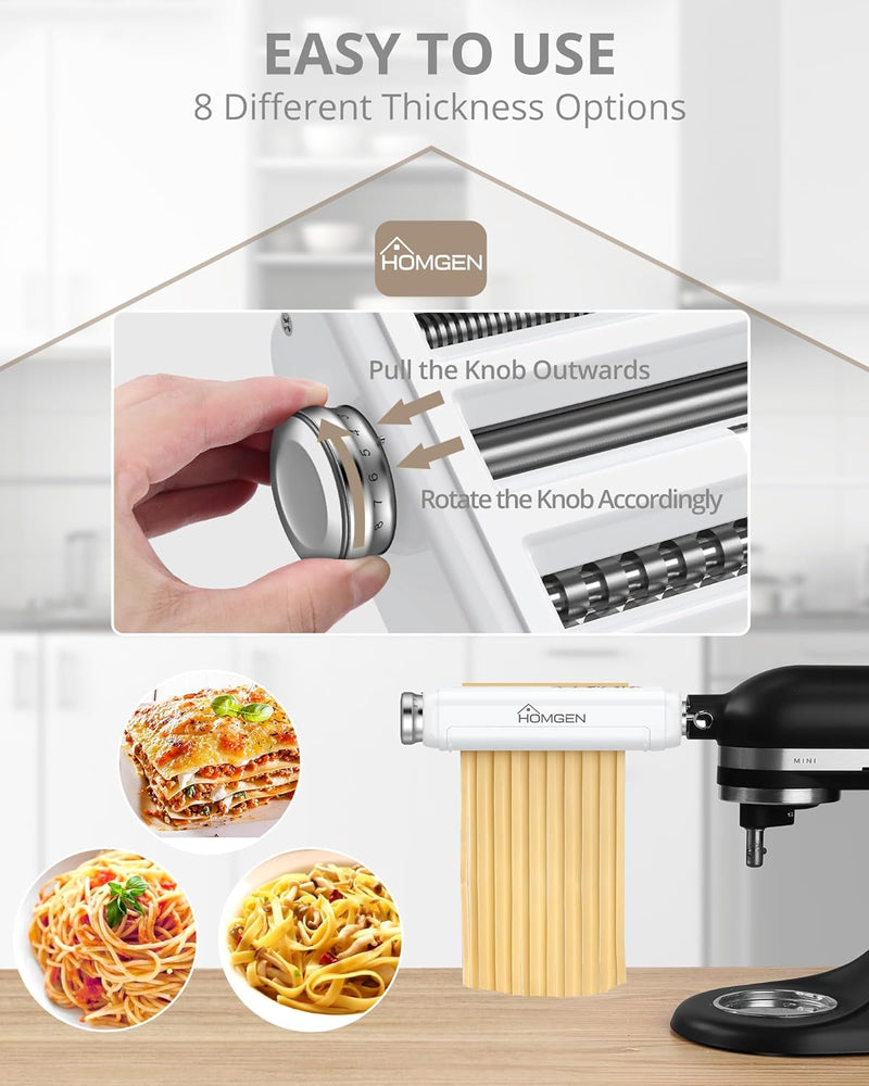 HOMGEN Kitchen Aid Nudelaufsatz Set 3-IN-1 Kitchenaid Nudelmaschine Pasta Spaghetti