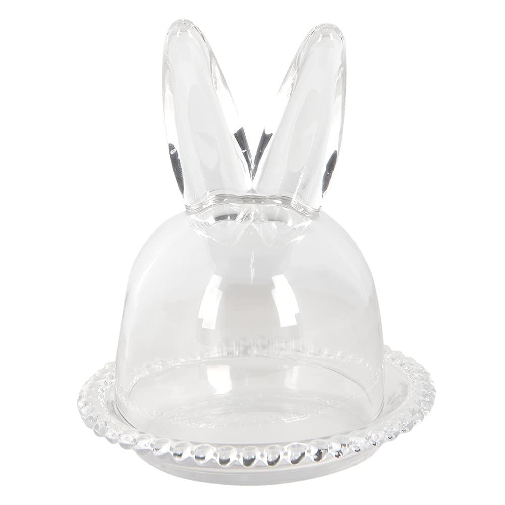 Clayre & Eef Glocke Kaninchen Ø 14x16 cm Glas Glasglocke