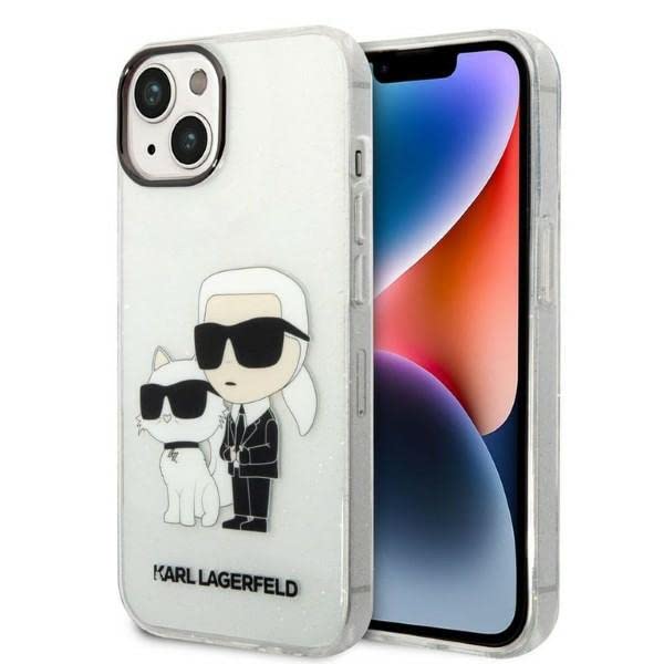 Karl Lagerfeld KLHCP14MHNKCTGT Hülle für iPhone 14 Plus 6,7" transparent hardcase Gliter Karl&Choupe