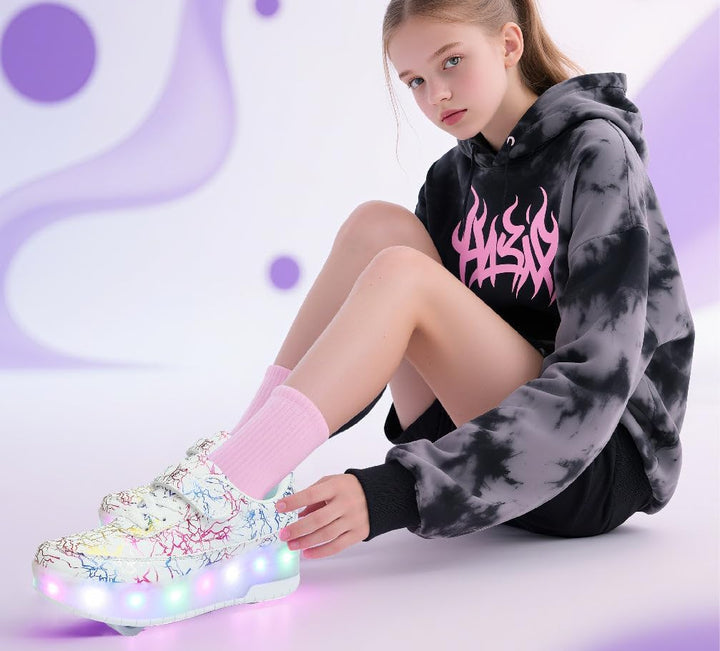 HUSKSWARE Rollschuhe Schuhe Jungen Mädchen Mit 4 Rollen Skateboardschuhe, verstellbar Jugend Schuhe