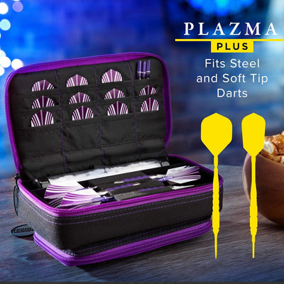 Casemaster Plazma Plus, 3 Dartkoffer für weiche und Stahlspitzen-Dartpfeile mit grosser Fronttasche,