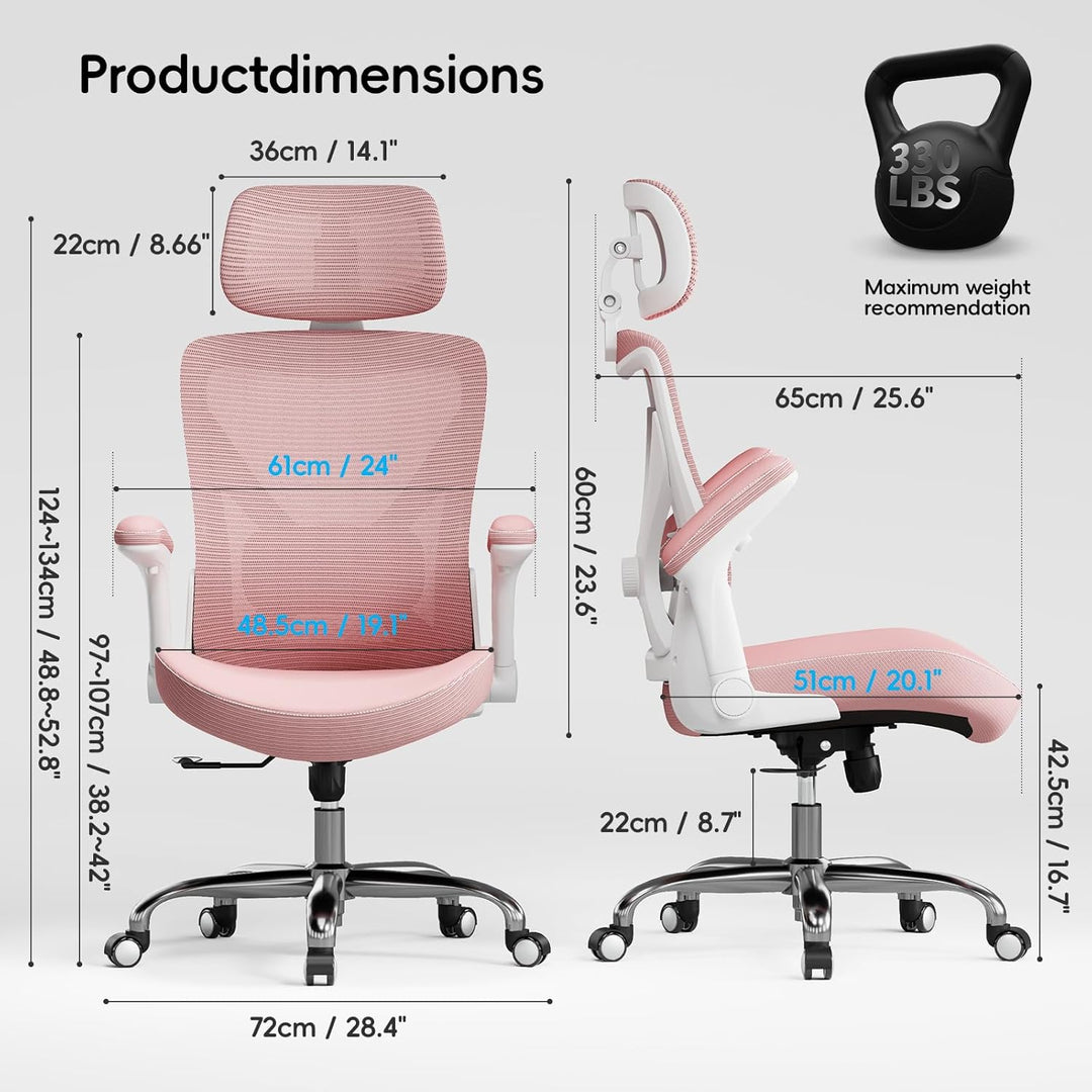TRALT Ergonomischer Bürostuhl - Office Chair Bürostuhl PU-Leder Verstellbarer Lendenwirbelstütze Des