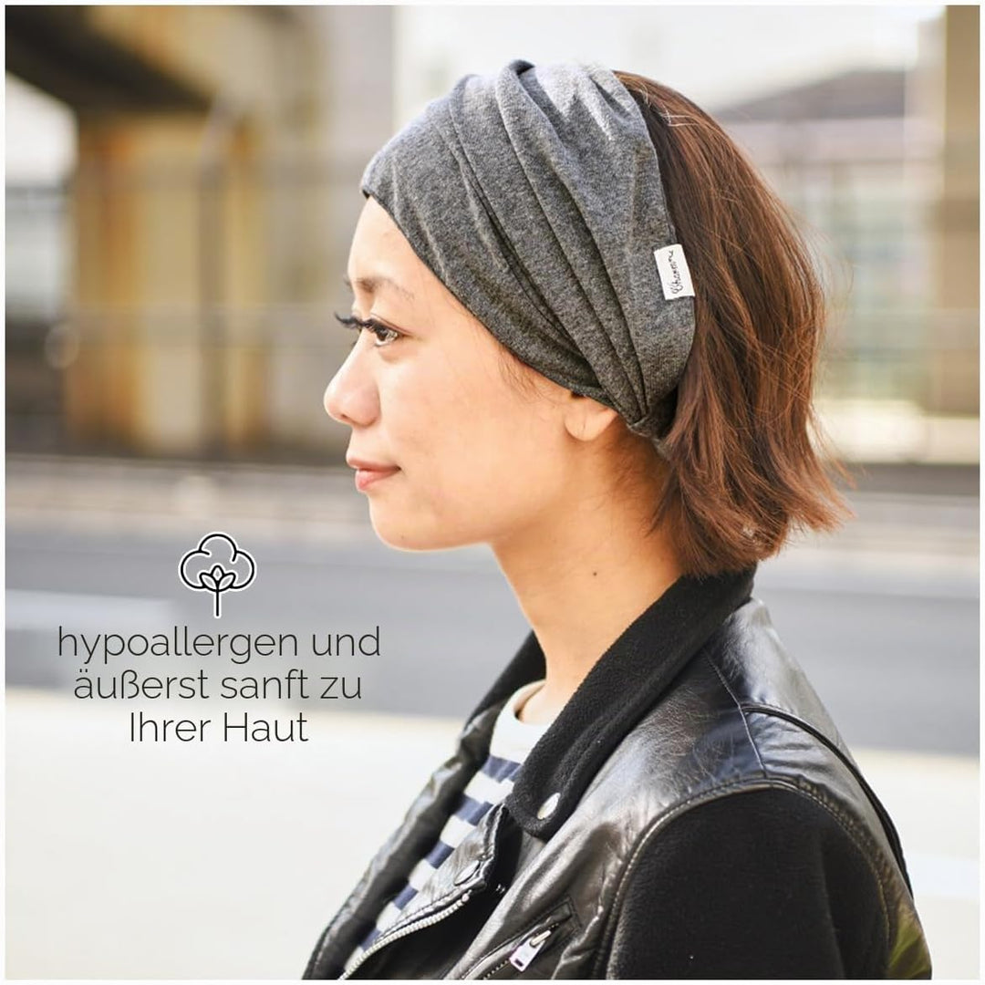 CHARM Damen Breites Haarband Bandana - Bio Baumwolle Stirnband Herren Kopftuch Sommer Hair Band Aus