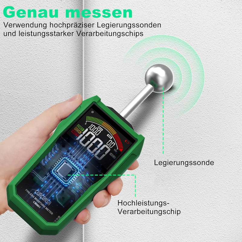 Feuchtigkeitsmessgerät, CURCONSA Feuchtigkeitsmesser mit Farb-LCD und Akustischem Alarm, Geeignet fü