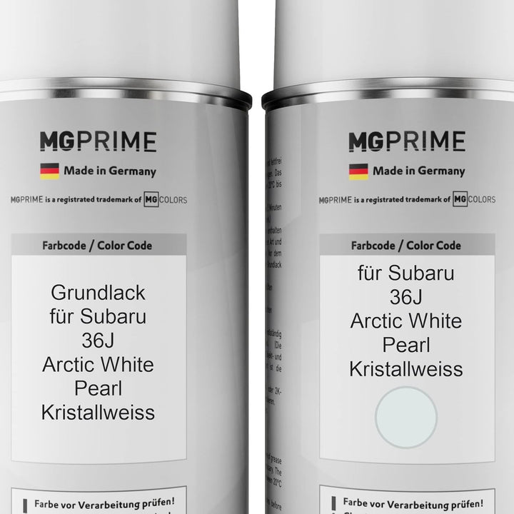 MG PRIME Autolack Sprühdosen Set für Subaru 36J Arctic White Pearl/Kristallweiss Grundlack Basislack