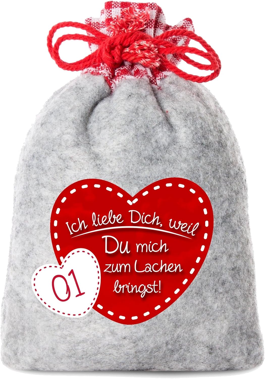 24 Adventskalender Säckchen aus Filz mit 24 Gründen ICH LIEBE DICH, WEIL ... inkl. Schnur (für Erwac