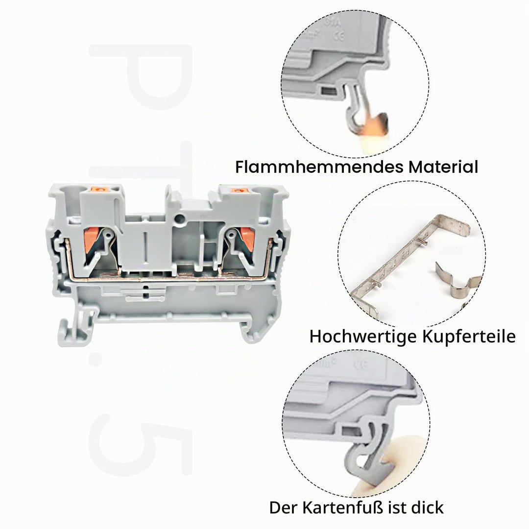 JINXIAN Reihenklemmen Hutschiene Klemmen PT-2,5 Durchgangsklemme Hutschiene Klemmleisten DIN-Schiene