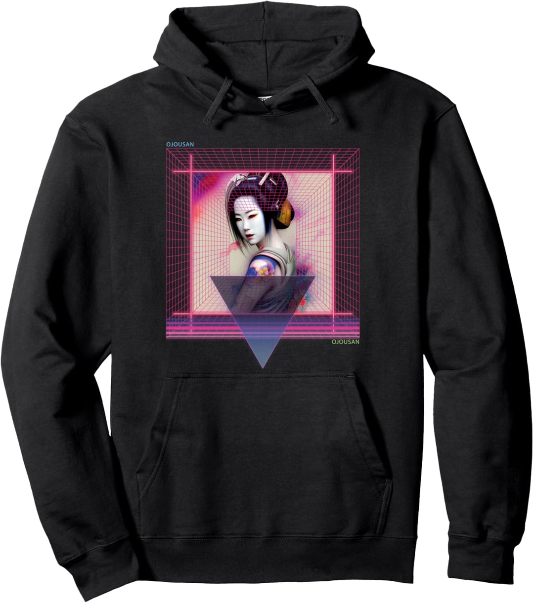 Ojusan Japanese Cyber Geisha Punk Vaporwave 80s Pullover Hoodie
