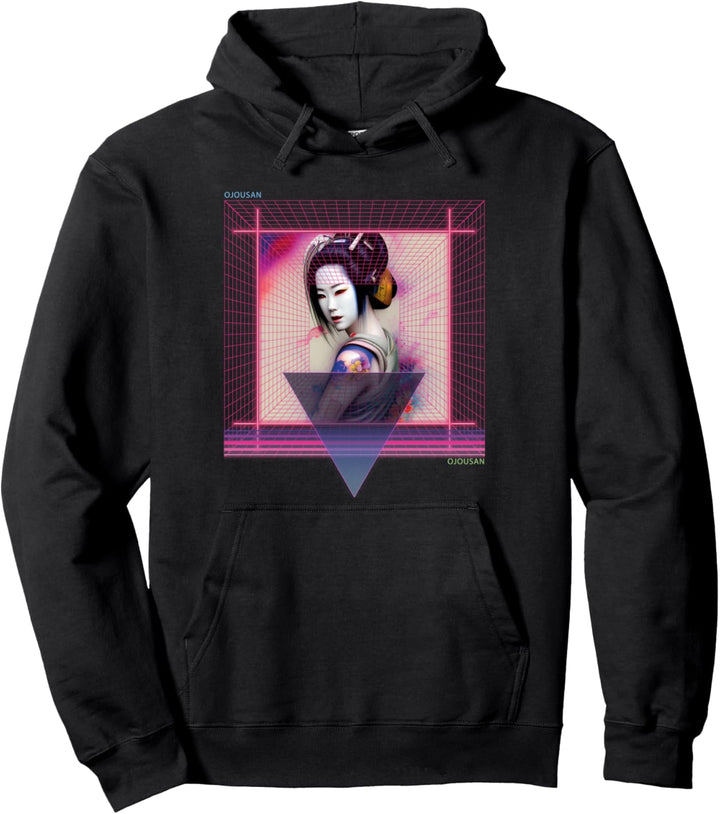 Ojusan Japanese Cyber Geisha Punk Vaporwave 80s Pullover Hoodie