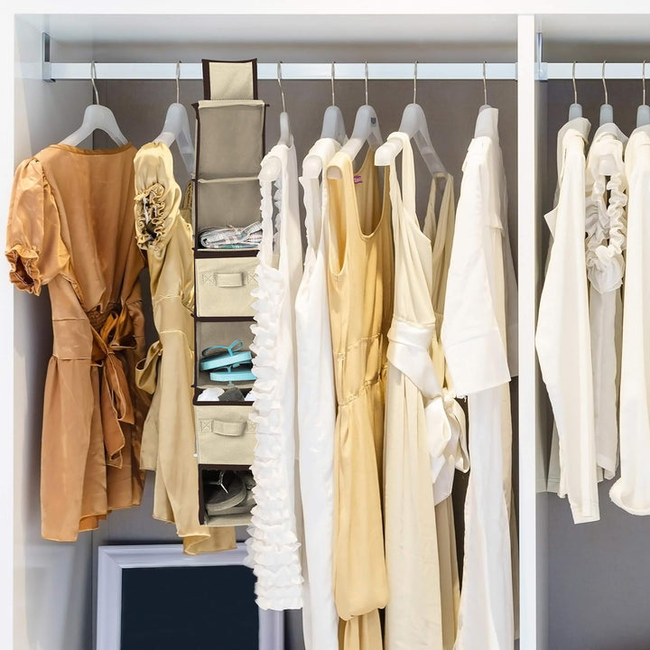 Relaxdays 3 x Hängeregal Stoff, Hängeaufbewahrung, 6 Fächer, 2 Schübe, für Kleiderschrank, HxBxT: ca