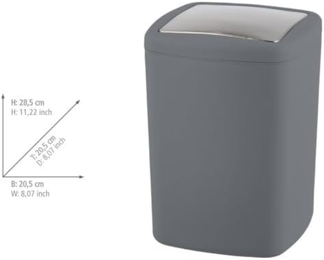 WENKO Schwingdeckeleimer Barcelona L, 8,5 Liter Fassungsvermögen, grosser Eimer mit Deckel für Küche