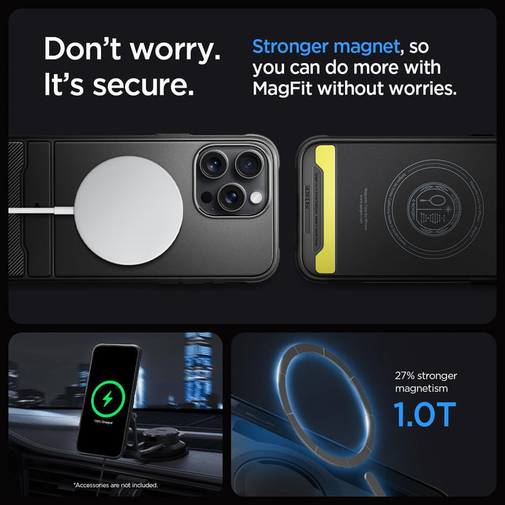 Spigen Rugged Armor MagFit Hülle Kompatibel mit iPhone 15 Pro Max -Matte Black, Matte Black