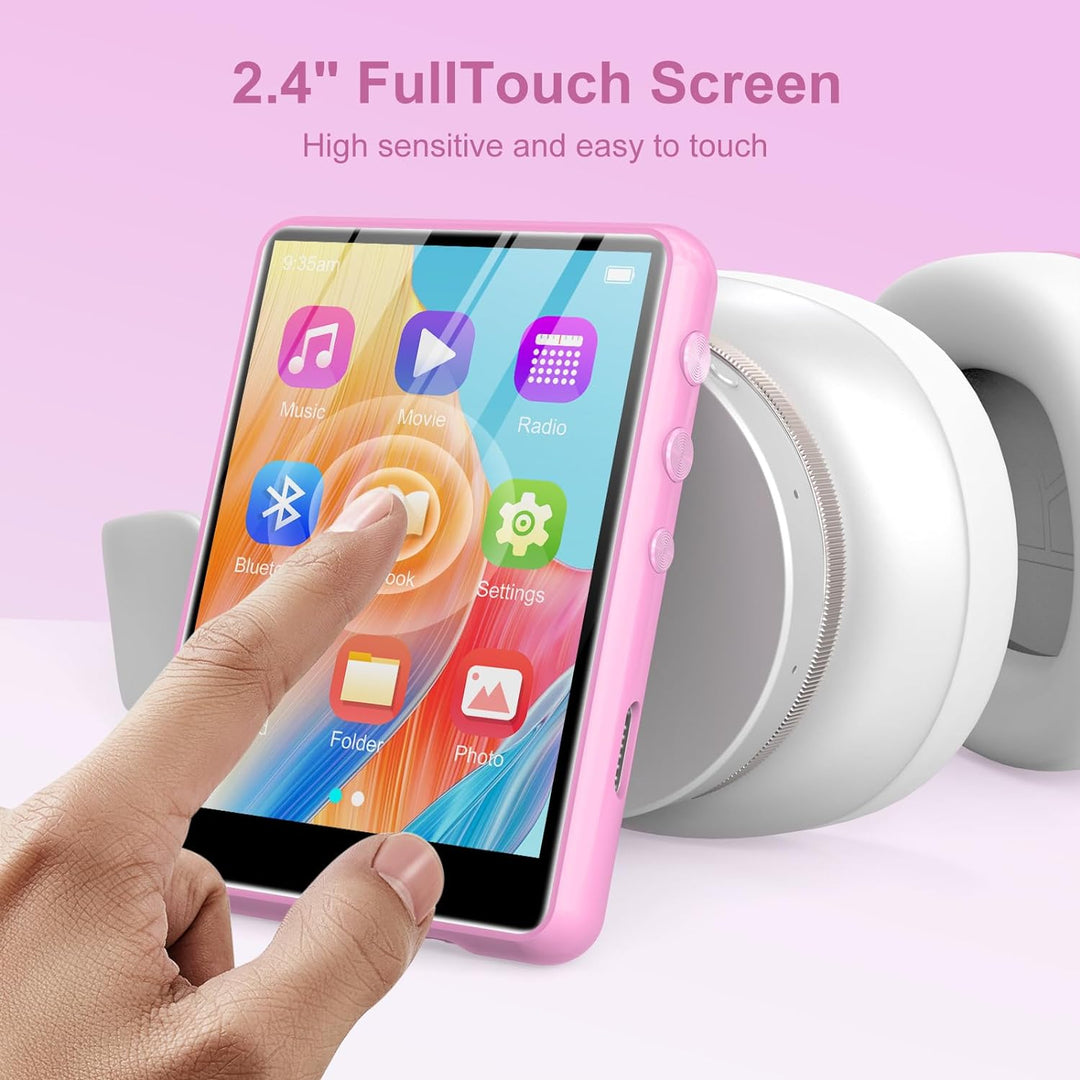 64GB MP3 Player with Bluetooth 5.3, 2.4 inch Full Touchscreen Portable Music Player HiFi Lossless Di