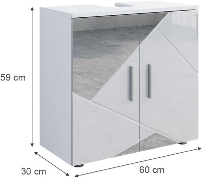 Vicco Waschbeckenunterschrank Irma, Weiss Hochglanz mit Einsätzen, 60 x 59 cm Weiss Hochglanz mit Ei