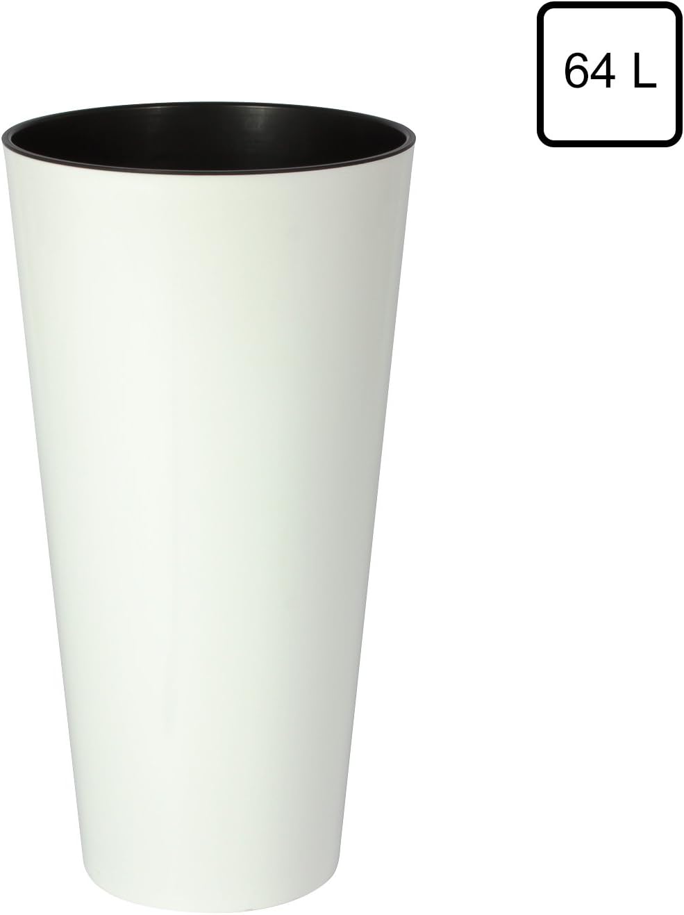 Maceta brillo TUBUS SLIM 64L., dimensiones (mm) 400x400x762, color Blanco Weiss 40x76,2 Single, Weis