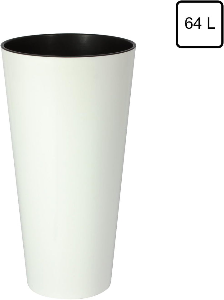 Maceta brillo TUBUS SLIM 64L., dimensiones (mm) 400x400x762, color Blanco Weiss 40x76,2 Single, Weis