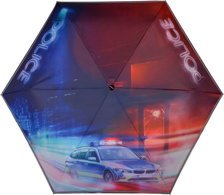 Knirps Kinder-Taschenschirm 4Kids Reflective mit Reflexborte - Polizei, Polizei