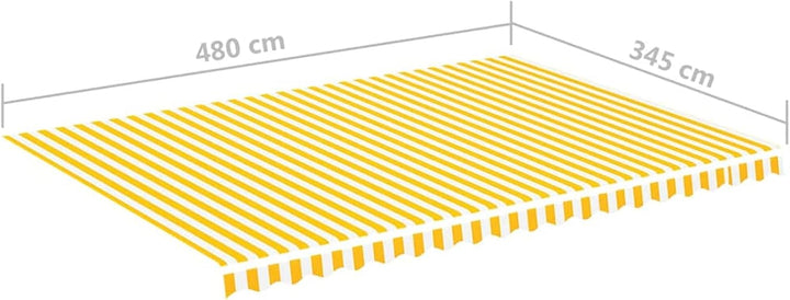 Goliraya Markisenbespannung Sonnenschutz Markisenstoff Markisentuch Markise Gelb und Weiss 5x3,5 m O