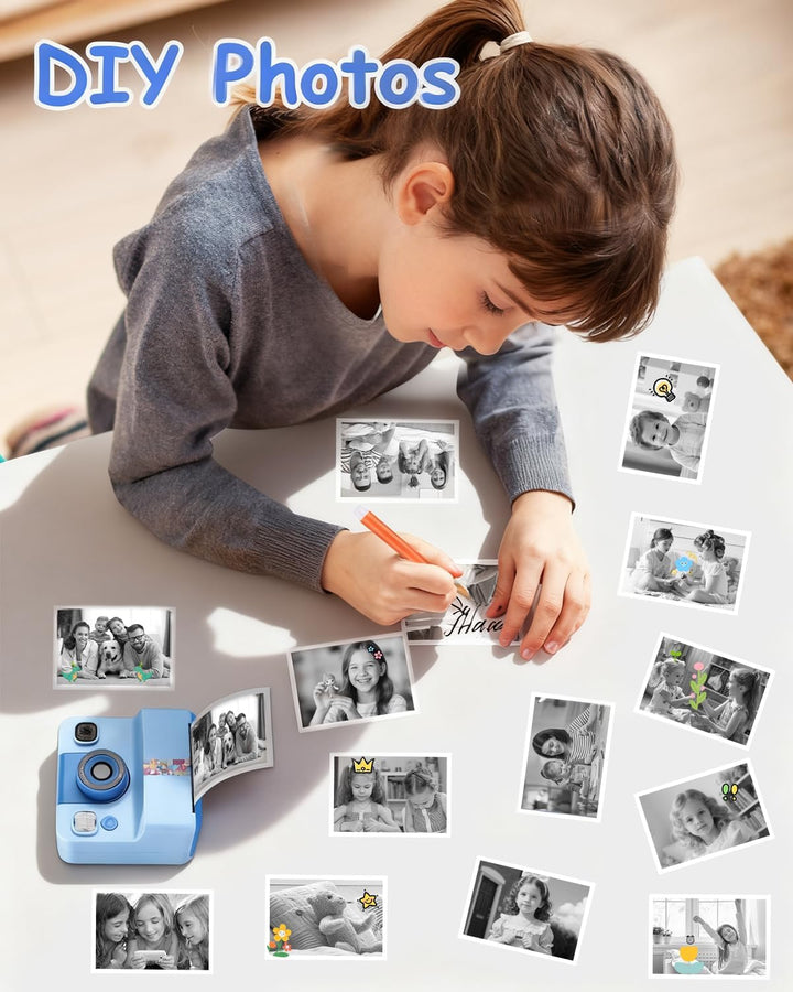 Sofortbildkamera Kinder, 1080P HD Kinderkamera Sofortbildkamera mit Sofortdruck, 32GB SD-Karte & 5 R