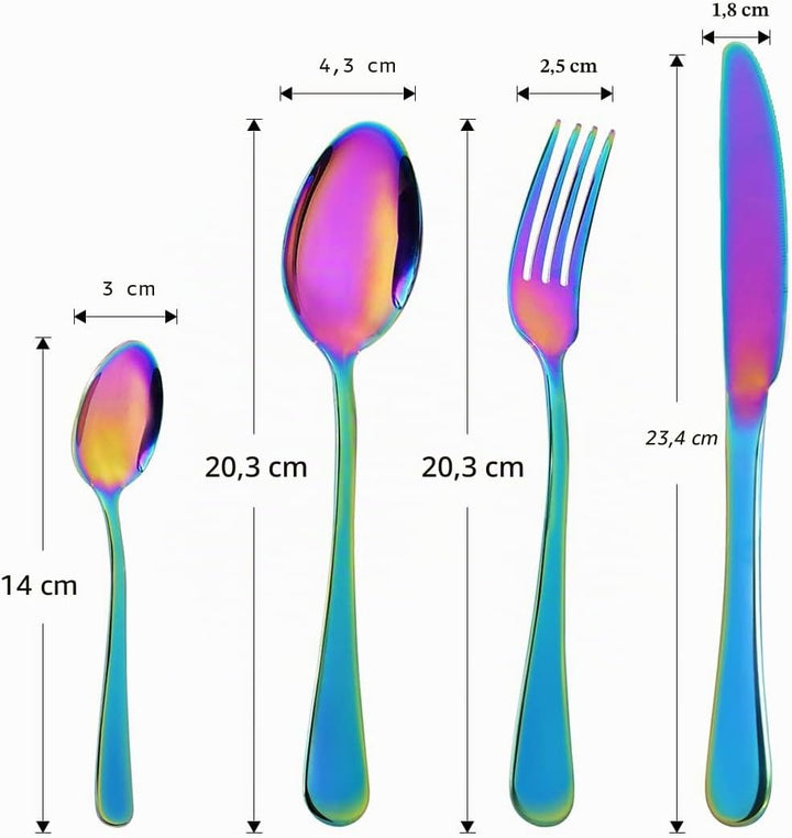 OBR KING 16-teilig Besteck Set Edelstahl Utensilien Inklusive Löffel Messer und Gabel Geschirr Set S