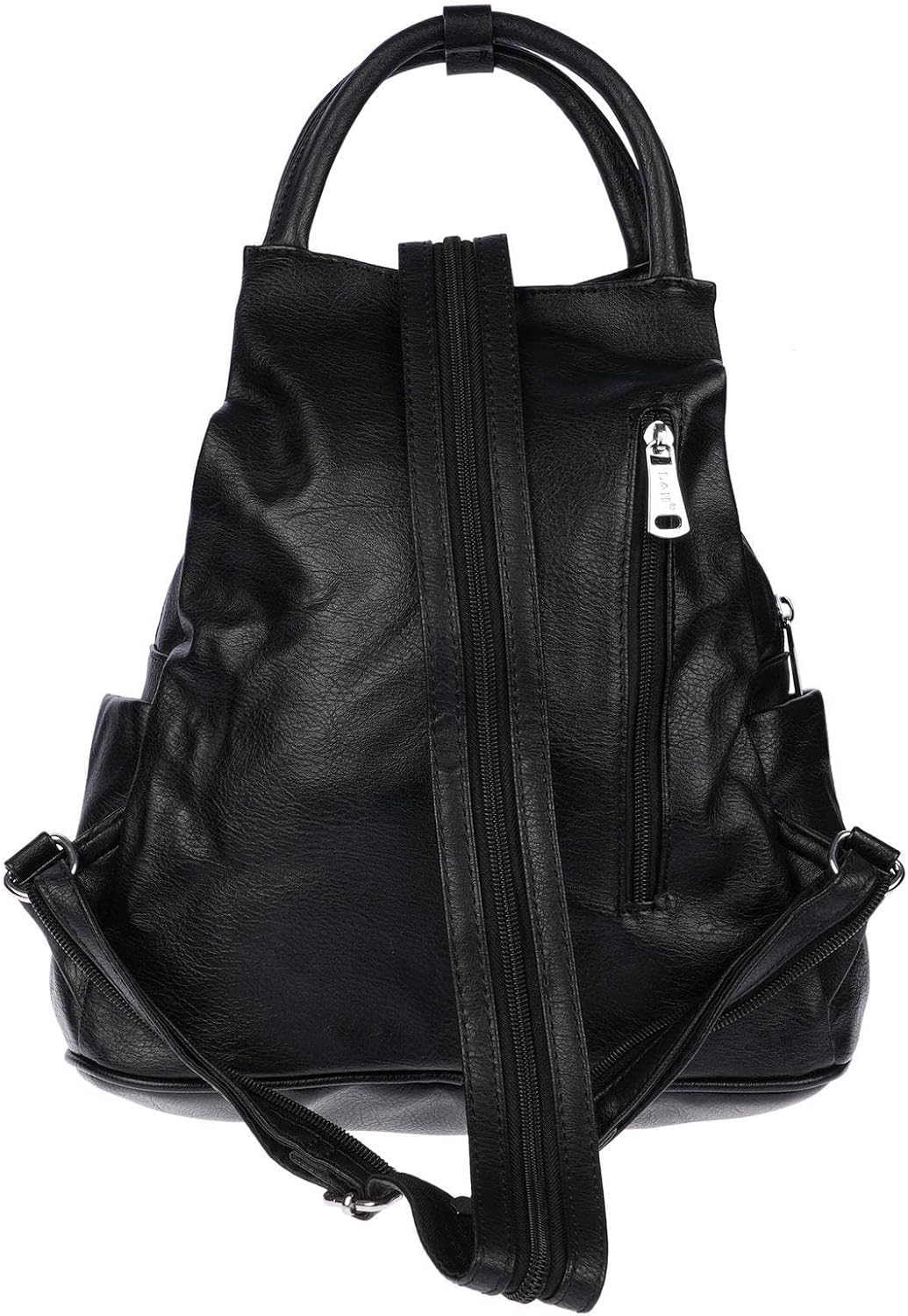 Christian Wippermann grosser Damen City Rucksack Tasche Body Bag Leder Optik Schultertasche Schwarz,