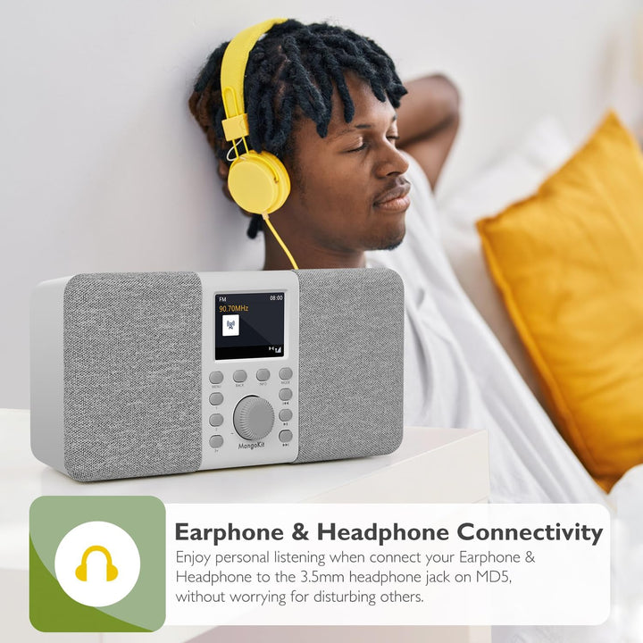 MangoKit MD5 Stereo DAB Radio mit Bluetooth,DAB Plus Radio,Digitalradio,UKW Radio,Tragbares Dab Radi