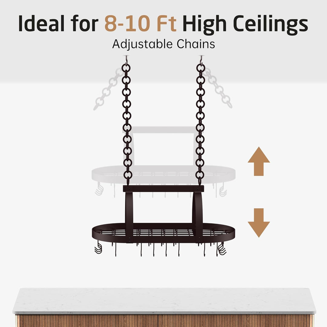 KES 85x39cm Ölbronze Topfhalter Pfannenhalter Hängeregal Küche Topfregal Deckenregal Hängend Küchenr
