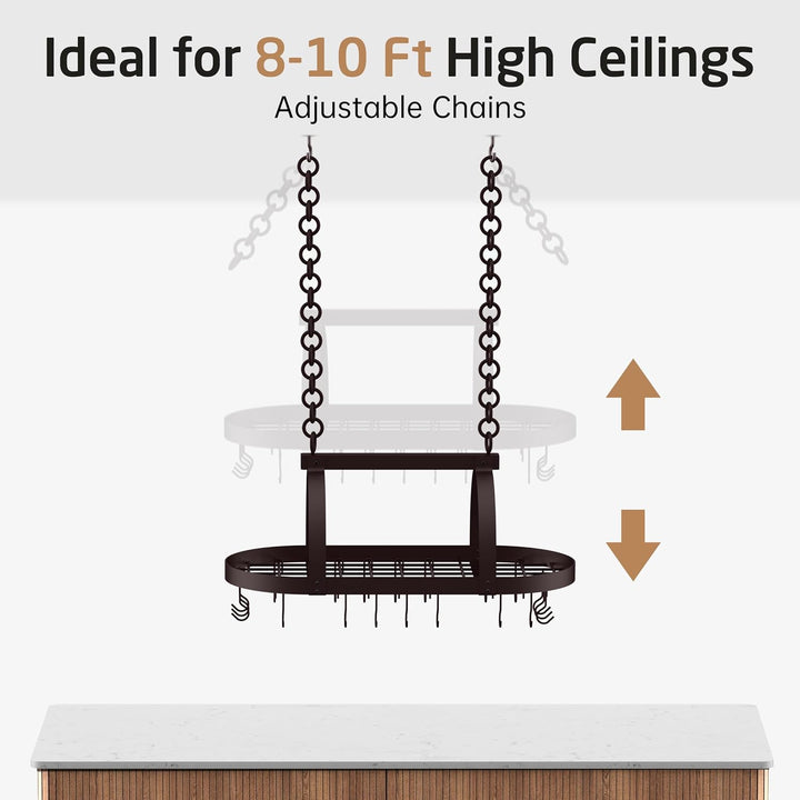 KES 85x39cm Ölbronze Topfhalter Pfannenhalter Hängeregal Küche Topfregal Deckenregal Hängend Küchenr