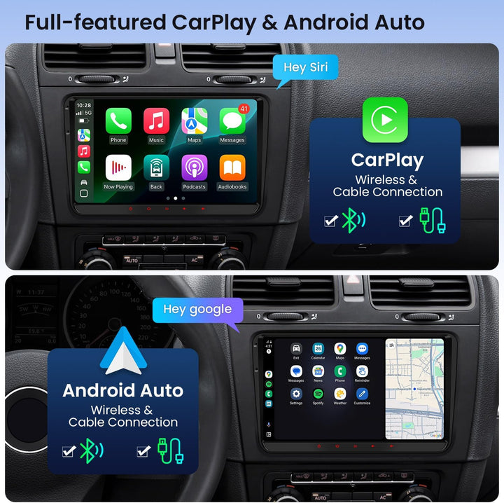 XTRONS Android Autoradio für VW T5 Golf 5, 9-Zoll Touchscreen-Autoradio mit Navi, Unterstützt GPS-Na