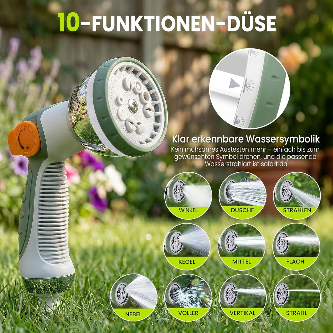 Schlauchtrommel Wasser 30m + 2m, 180° Schwenkbar Wand-Schlauchbox, Automatischer Gartenschlauch trom